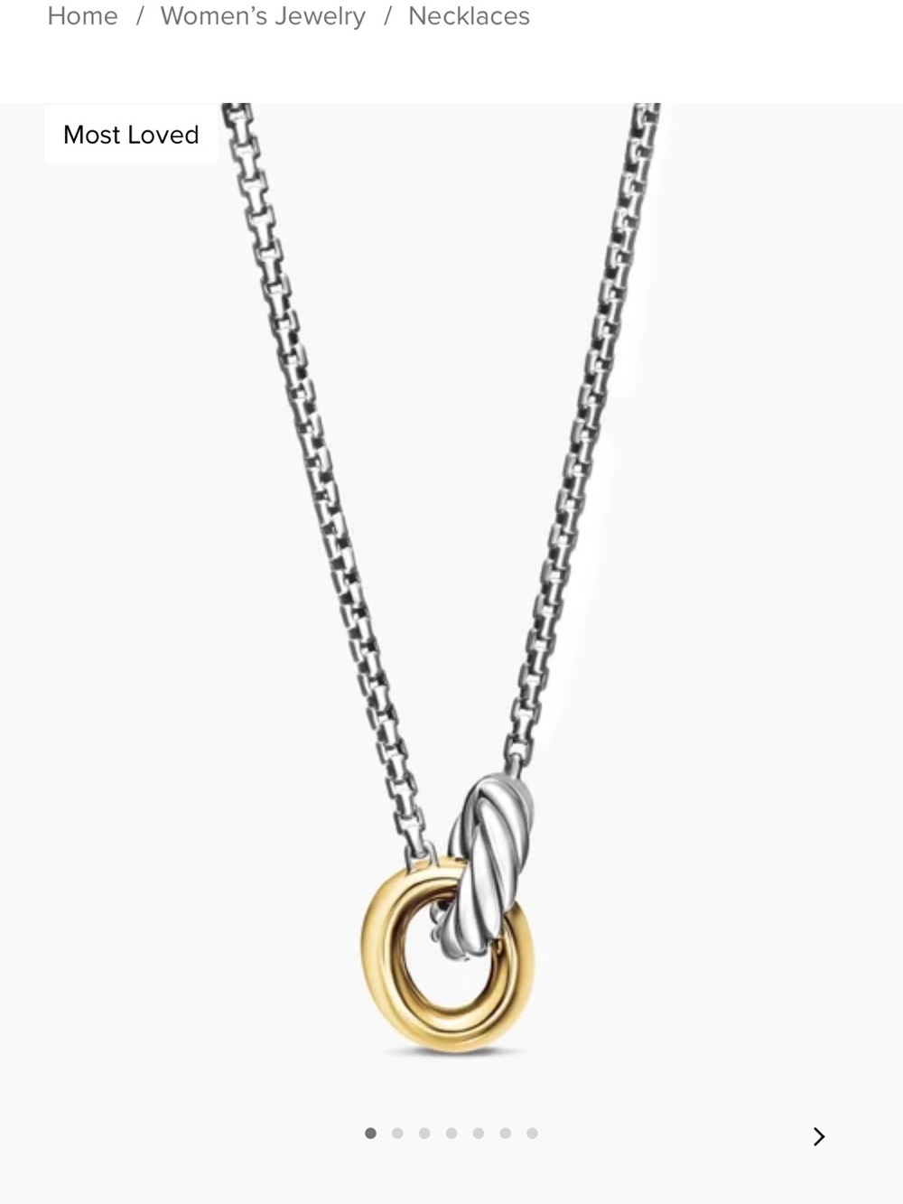 David Yurman Two-Tone Gold and Silver Interlocking Pendant Necklace - Picture 8 of 11